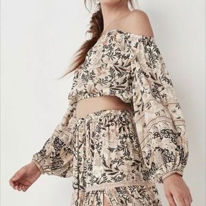 Off-the-Shoulder Crop Top and Maxi Skirt Set